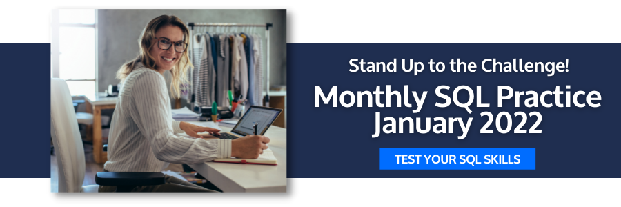 Monthly SQL Practice for January 2022 Banner